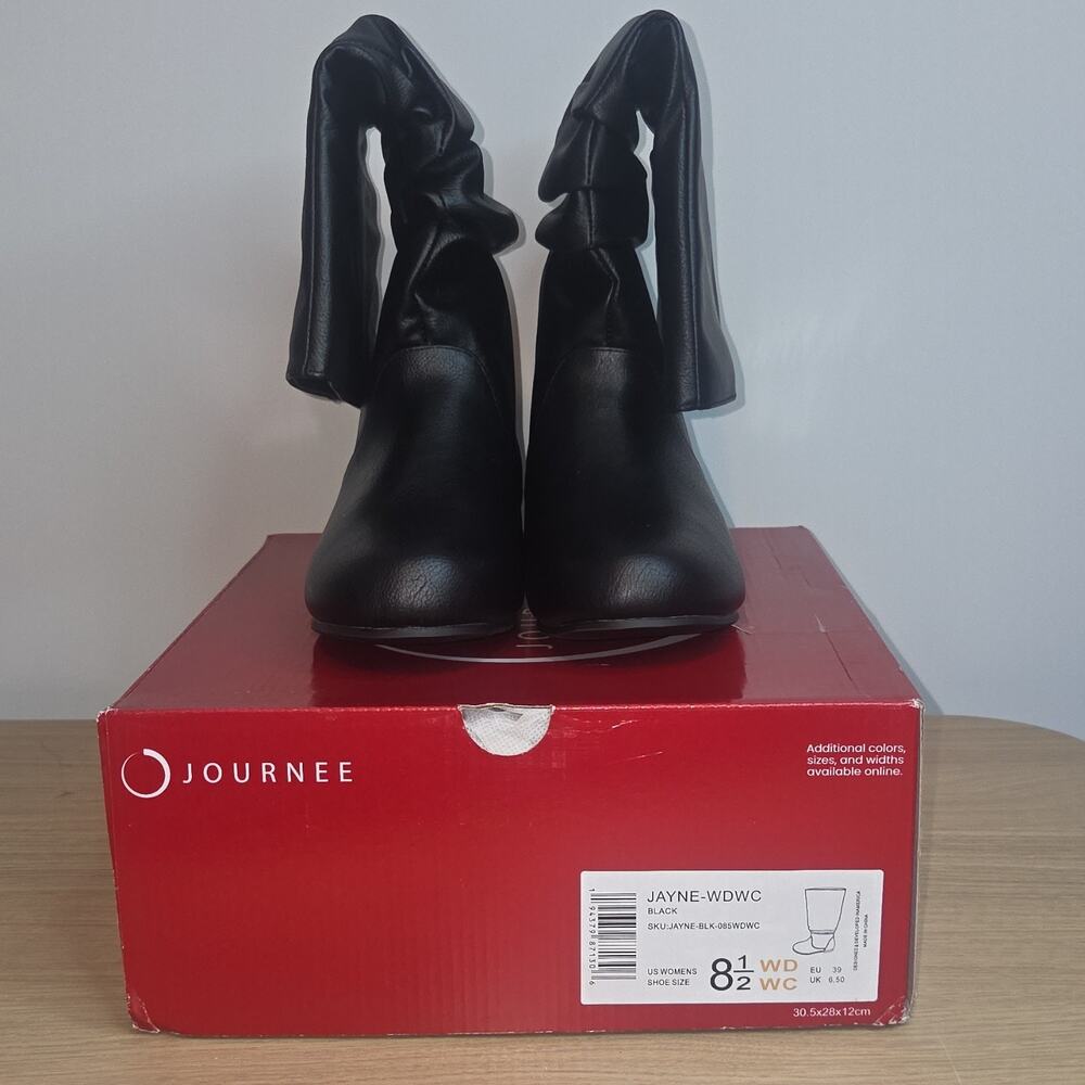 Journee Collection Jayne-WDWC Slouch Mid-Calf Boots Black Wide 8.5 Pull On